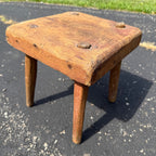 Antique Primitive 19th c. Milking Stool Farm Dairy Wooden AAFA Farmhouse 4-Leg 1800s Decor