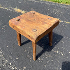 Antique Primitive 19th c. Milking Stool Farm Dairy Wooden AAFA Farmhouse 4-Leg 1800s Decor