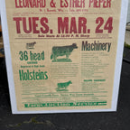 Vintage Wisconsin Farm Livestock Cow Auction Poster Sign Burnett Wis