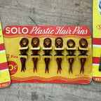Vintage NOS SOLO Bob Pins Rubber Tip Plastic Hair Pins Display Cards Lot of 3