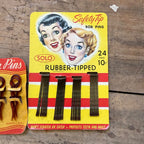 Vintage NOS SOLO Bob Pins Rubber Tip Plastic Hair Pins Display Cards Lot of 3