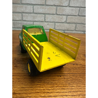 Vintage 1970's Green & Yellow Tonka Farm Forest Tree Tilt Bed Stake Truck