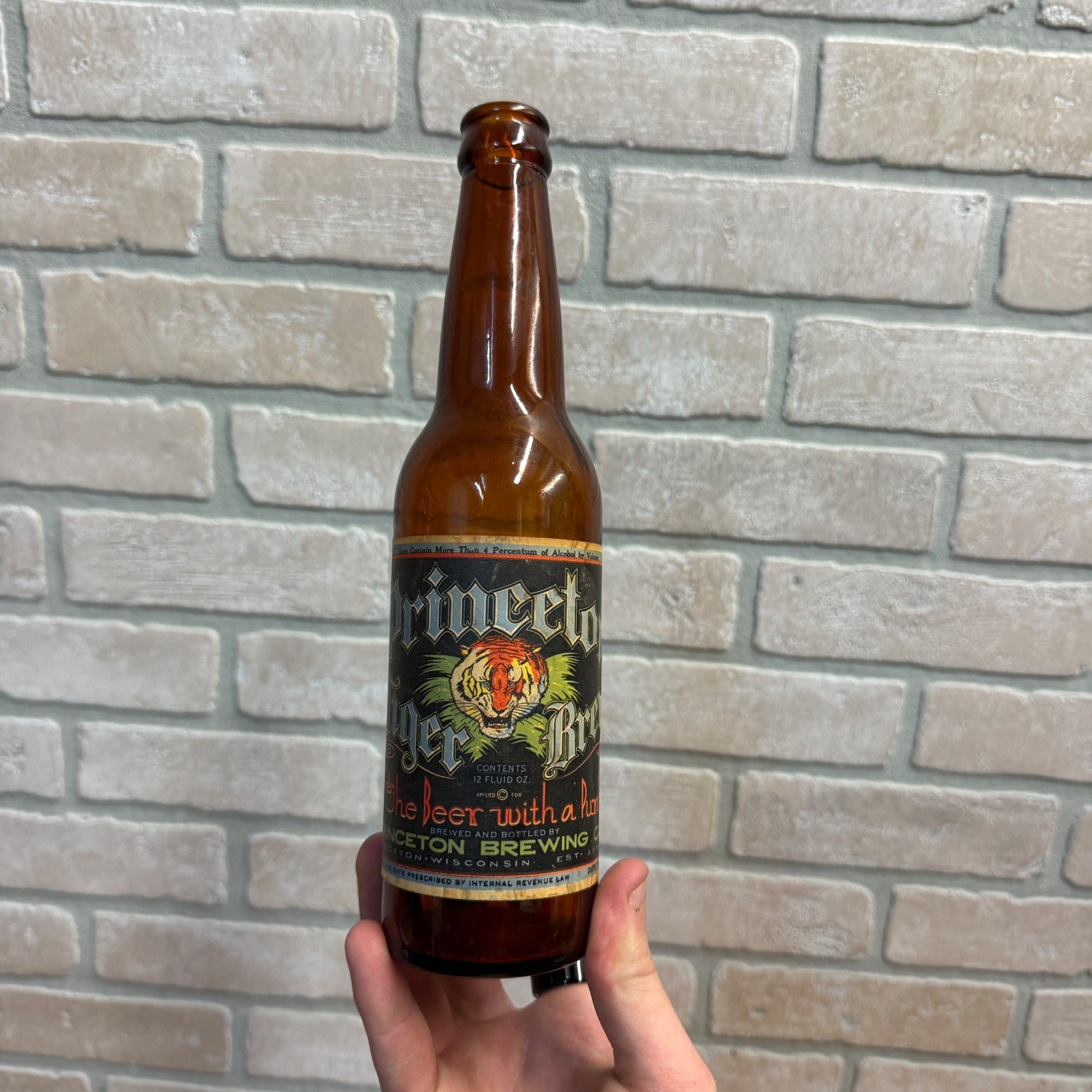 RARE Vintage Princeton Tiger Brew IRTP Label Bottle Wisconsin 12oz WI