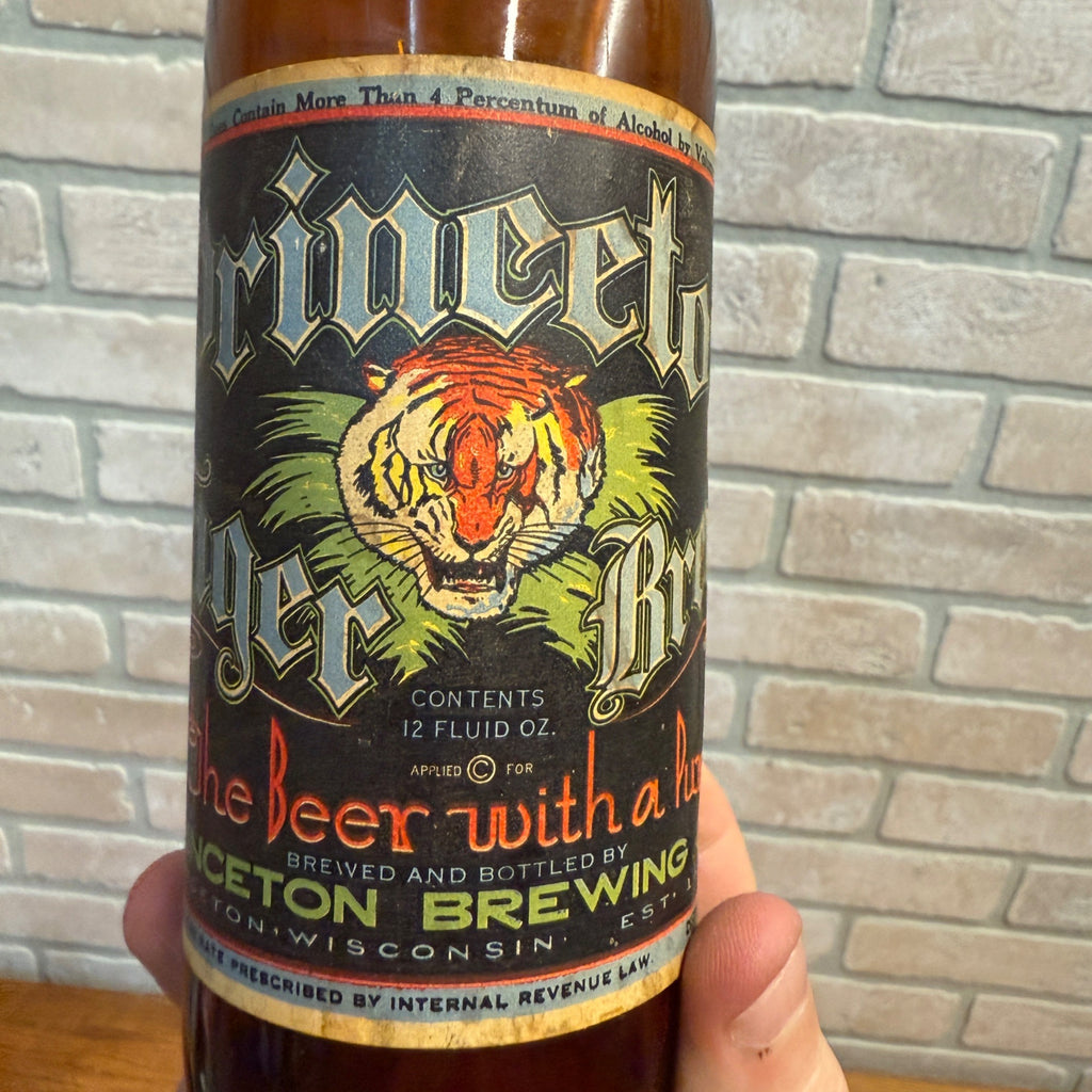 RARE Vintage Princeton Tiger Brew IRTP Label Bottle Wisconsin 12oz WI