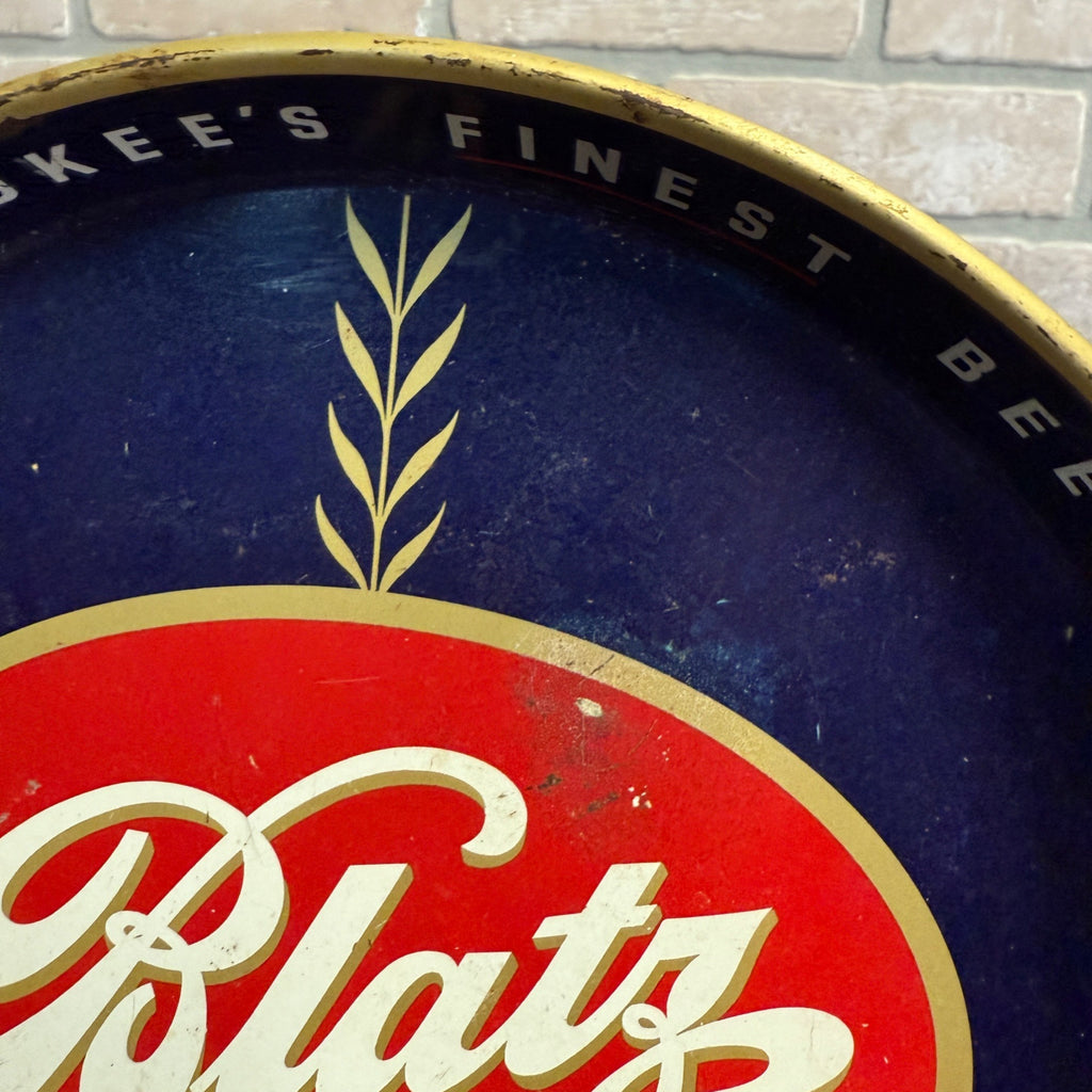 Vintage 1940s Blatz Beer Advertising Metal 12" Serving Tray Milwaukee Wis Red