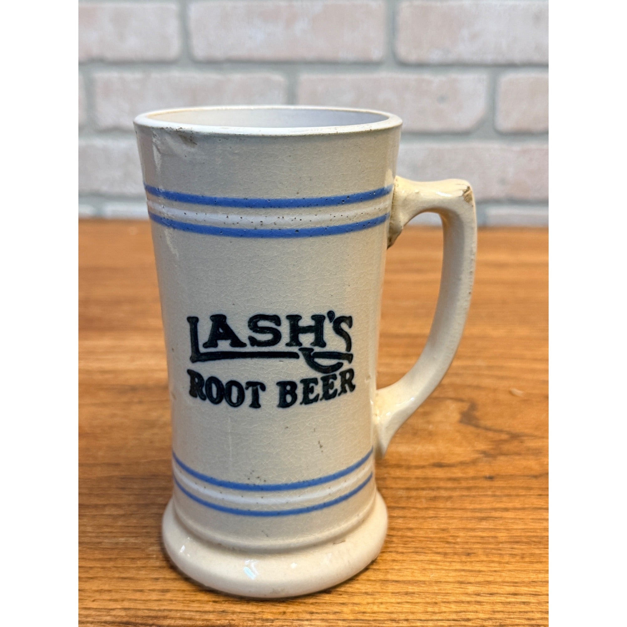 Early Lash's Root Beer Stoneware Advertising Mug 1900s 1920s Soda