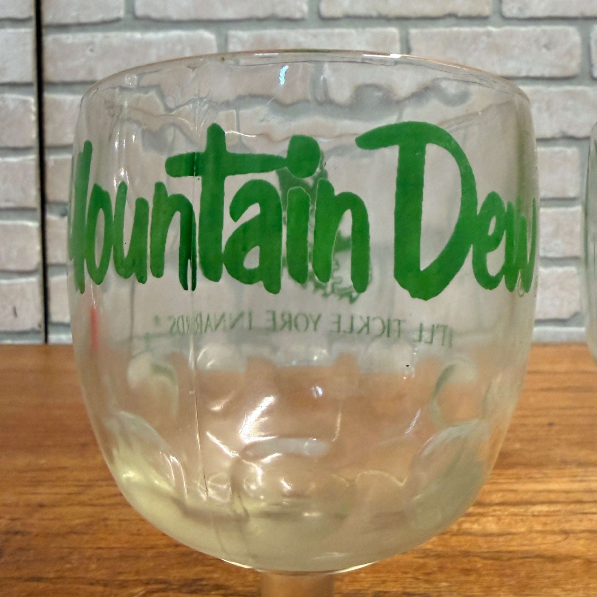 Pair Mountain Dew Glass Stemmed Footed Goblet “It’ll Tickle Yore Innards” Vintage