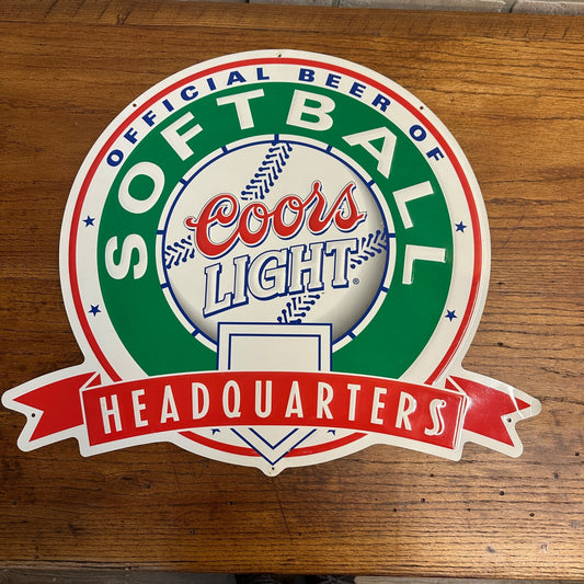 Coors Light Official Beer of Softball Headquarters Tin Bar Pub Sign