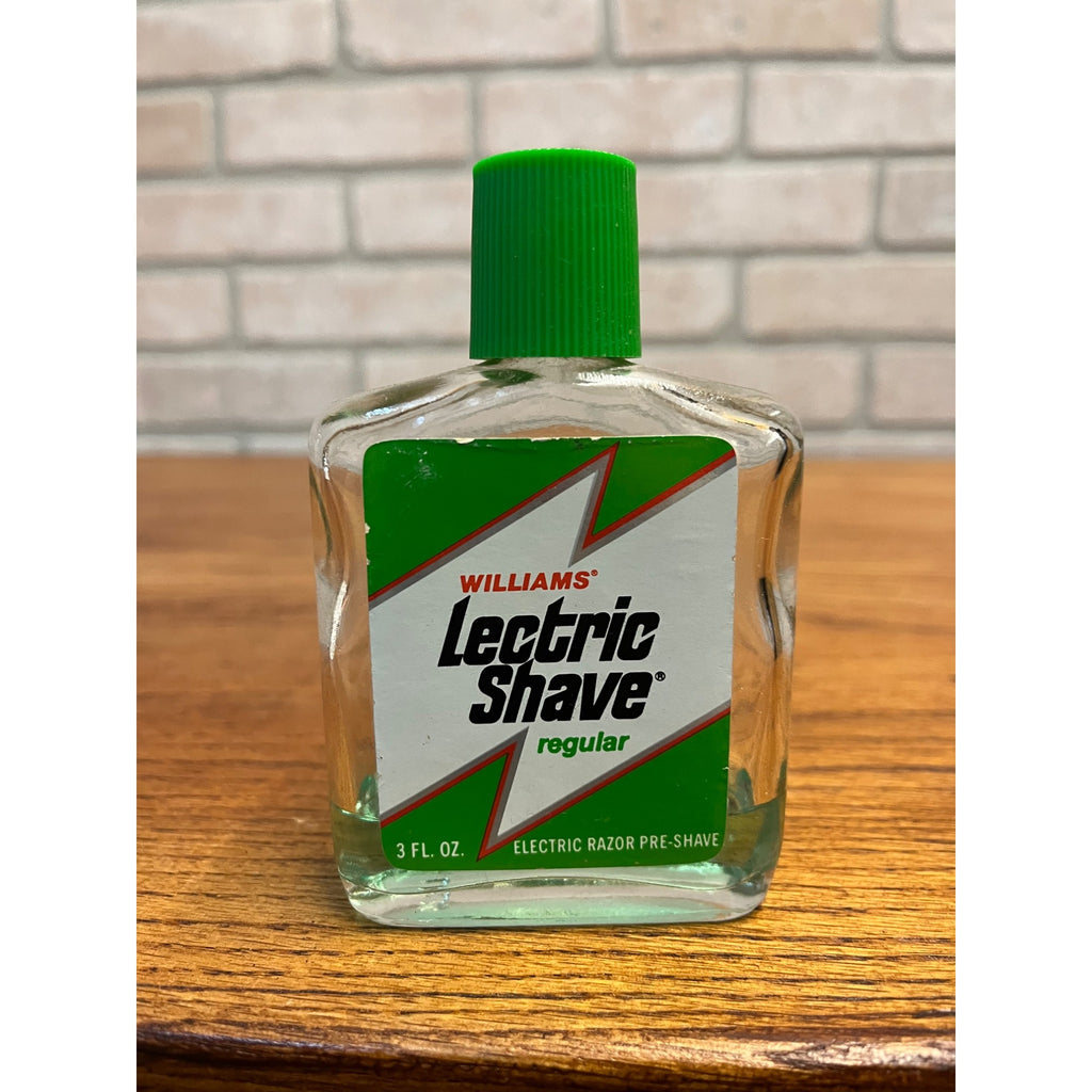 Vintage Williams Lectric Shave Pre Shave 3oz Glass Bottle 15% Full 1980s