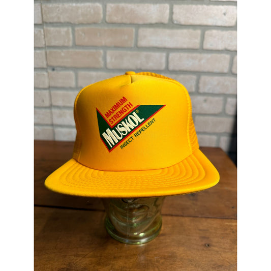 VINTAGE 1990S MUSKOL INSECT REPELLENT BUG SPRAY ADVERTISING SNAPBACK TRUCKER HAT