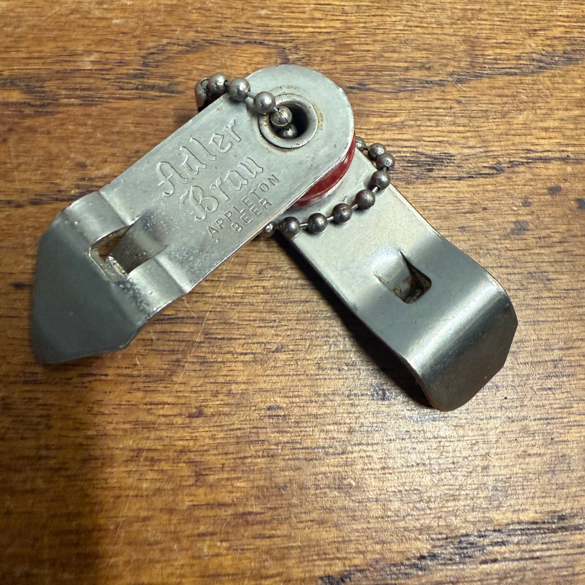 Vintage Adler Brau Appleton Wis, Collapsible Can Beer Bottle Opener Keychain