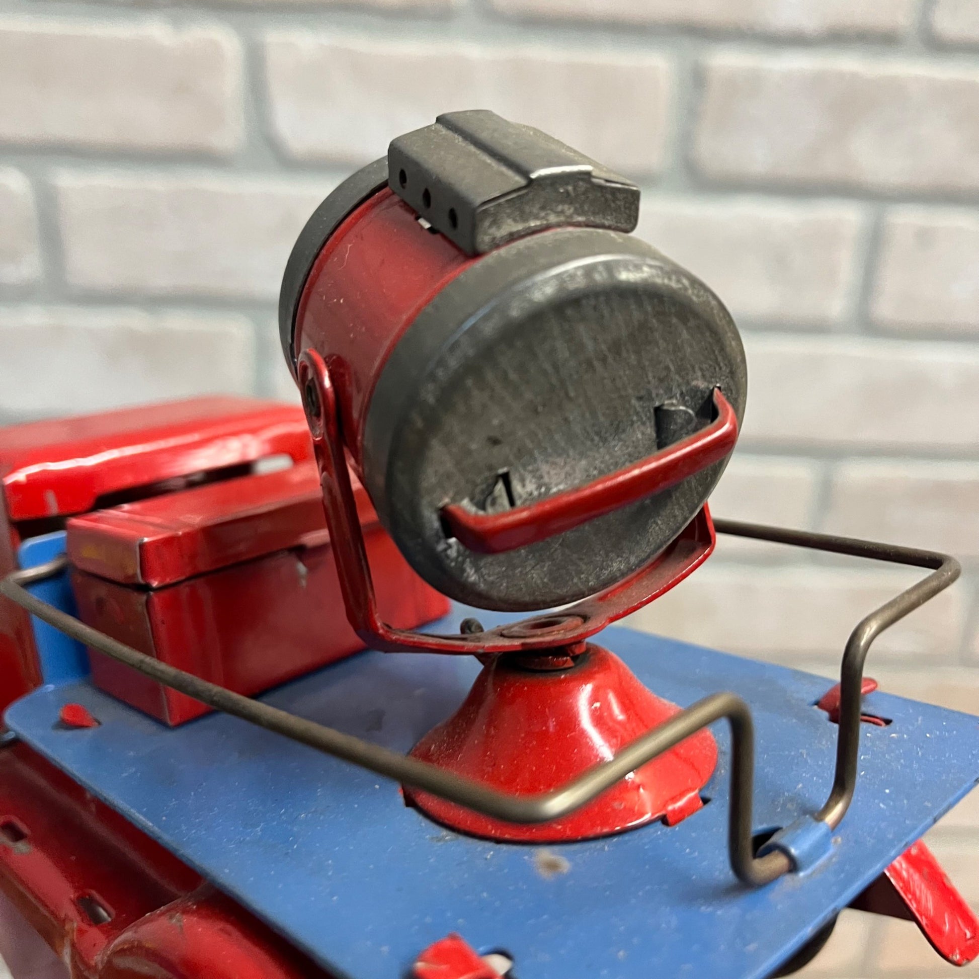 RARE Vintage 1930s Marx Searchlight Truck Pressed Steel Toy + Orig. Box Red/Blue