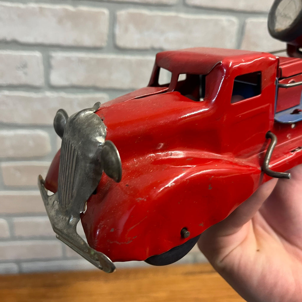 RARE Vintage 1930s Marx Searchlight Truck Pressed Steel Toy + Orig. Box Red/Blue