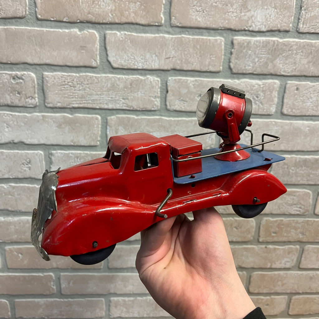 RARE Vintage 1930s Marx Searchlight Truck Pressed Steel Toy + Orig. Box Red/Blue
