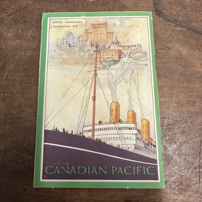 CANADIAN PACIFIC STEAMSHIP SHIP MONTNAIRN LIST OF PASSANGERS BOOK W/ MAP