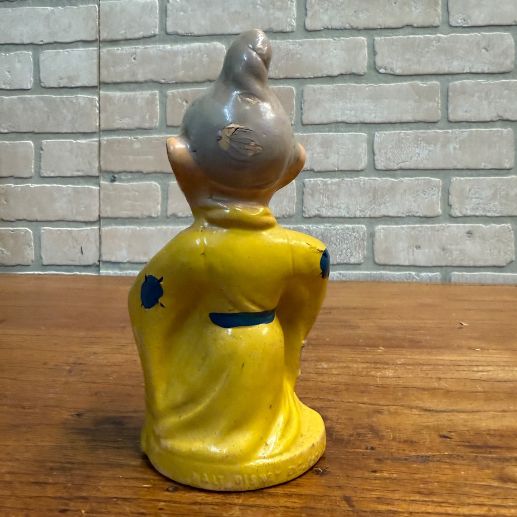 Vintage 1930s Walt Disney Snow White Dopey Dwarf Composition Coin Bank