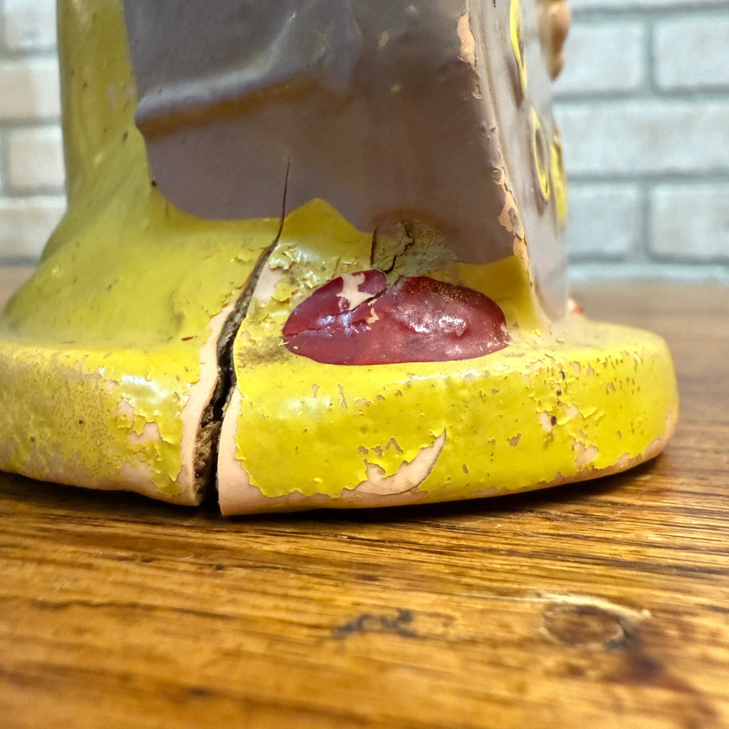 Vintage 1930s Walt Disney Snow White Dopey Dwarf Composition Coin Bank