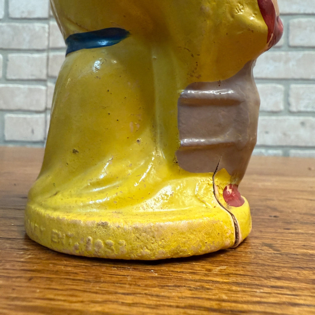 Vintage 1930s Walt Disney Snow White Dopey Dwarf Composition Coin Bank