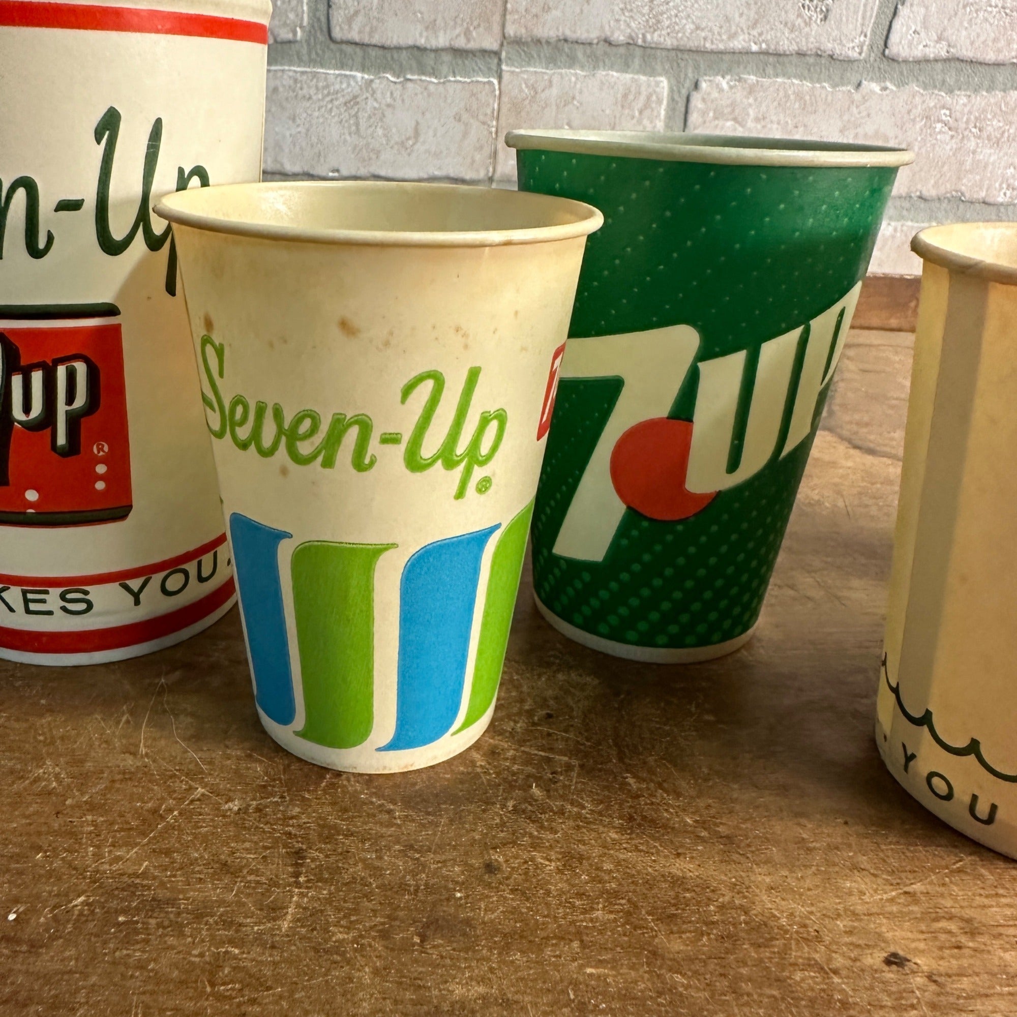 (6) Vintage 7up Paper Wax Sample Cups Soda It Likes You Retro