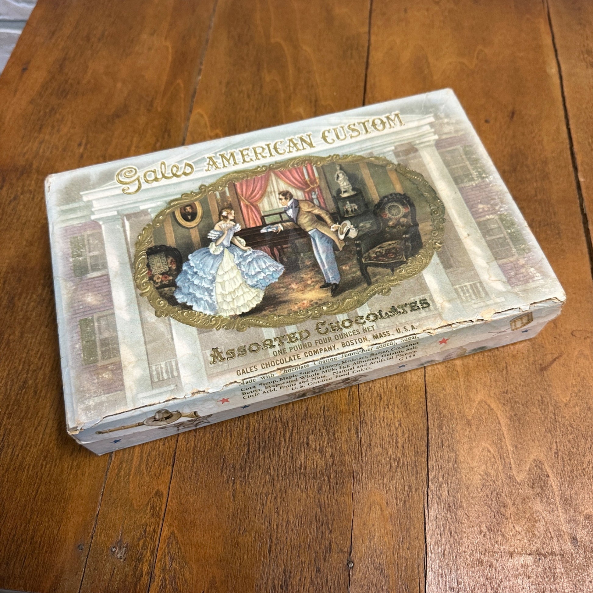 Vintage 1950s Gales American Custom Assorted Chocolates Advertising Box Boston