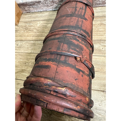 Antique Primitive 1800s Wooden Butter Churn Original Red Paint AAFA Early Farmhouse