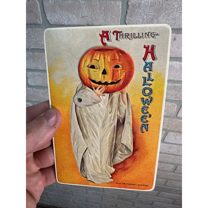 A Thrilling Halloween Clapsaddle Reproduction (1981) Mechanical Postcard JOL Mask