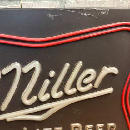 Vintage -Plastic Faux Neon Look Miller High Life Beer Electric Light-Up Sign