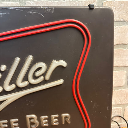 Vintage -Plastic Faux Neon Look Miller High Life Beer Electric Light-Up Sign