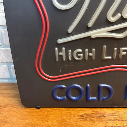 Vintage -Plastic Faux Neon Look Miller High Life Beer Electric Light-Up Sign