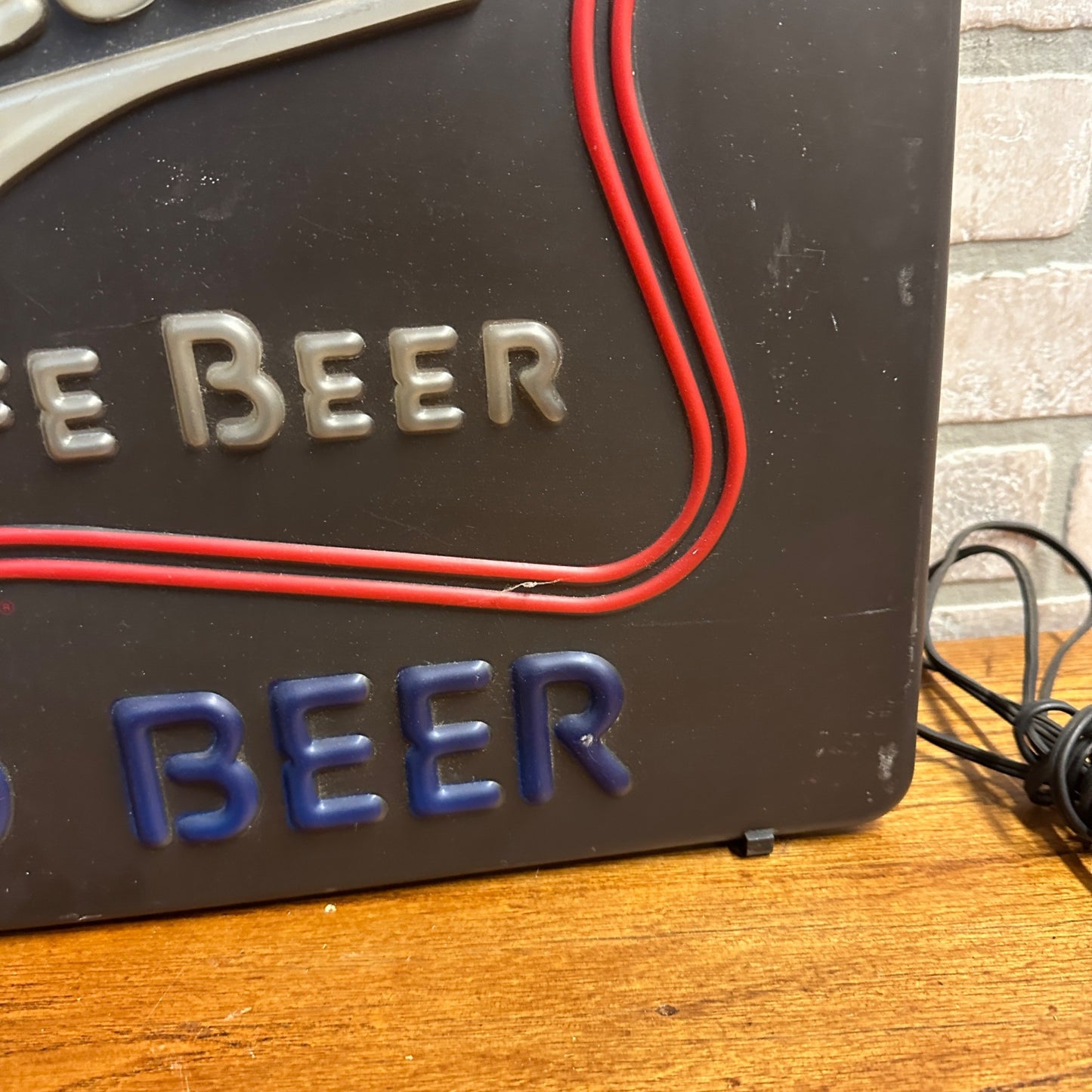 Vintage -Plastic Faux Neon Look Miller High Life Beer Electric Light-Up Sign