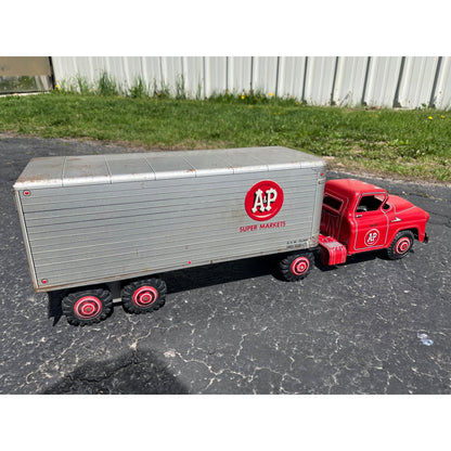 Vintage 1950s Marx A&P Super Markets Toy Truck Cab & Trailer Semi