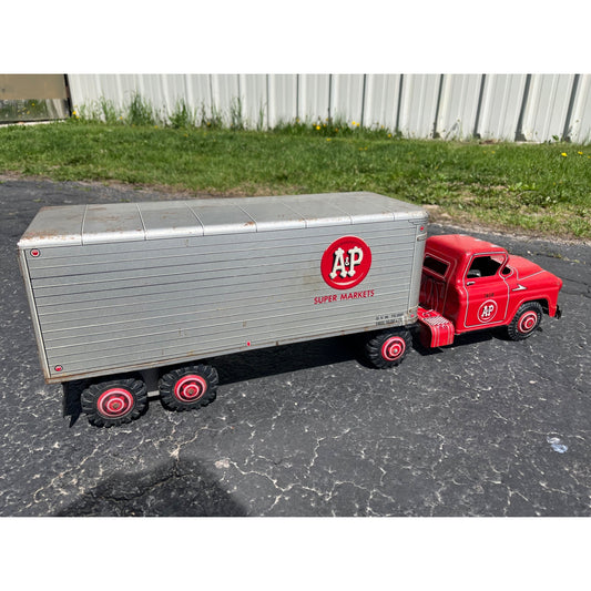 Vintage 1950s Marx A&P Super Markets Toy Truck Cab & Trailer Semi