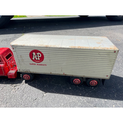 Vintage 1950s Marx A&P Super Markets Toy Truck Cab & Trailer Semi