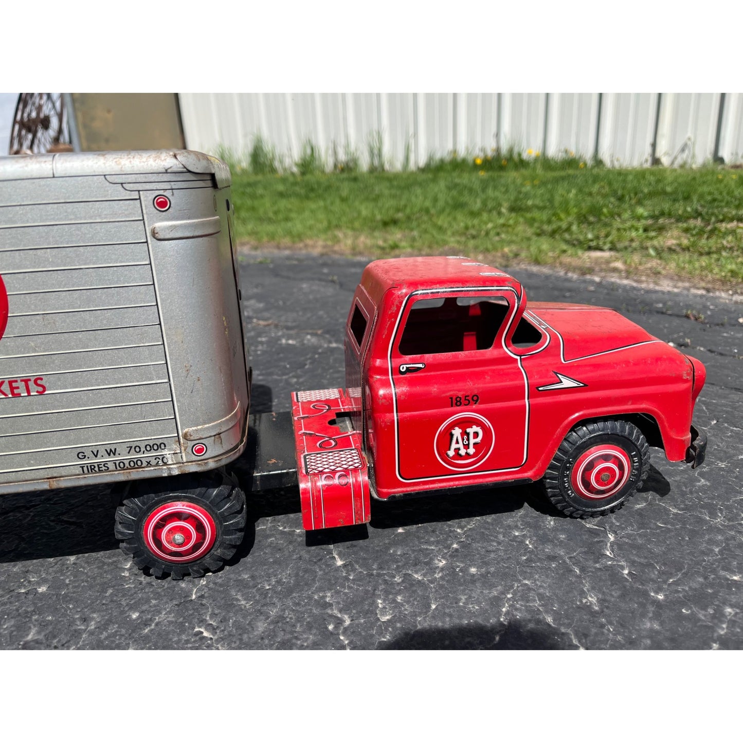 Vintage 1950s Marx A&P Super Markets Toy Truck Cab & Trailer Semi