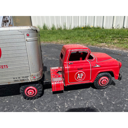 Vintage 1950s Marx A&P Super Markets Toy Truck Cab & Trailer Semi