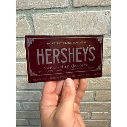 RARE Antique Early 1920s Hershey's Chocolate Bar Wrapper - Sustaining than Meat