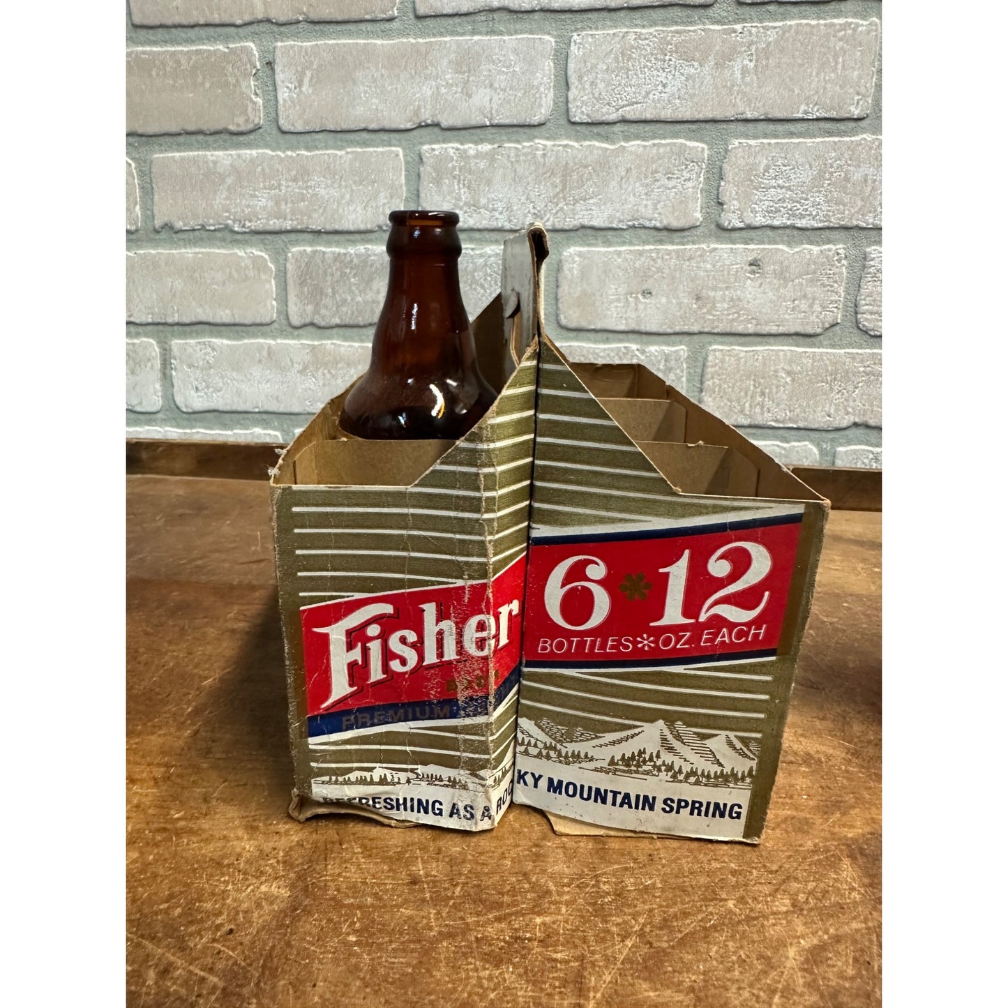 Vintage 1950s Fisher Light Beer 6-Pack Carrier w/ Bottles Salt Lake UT