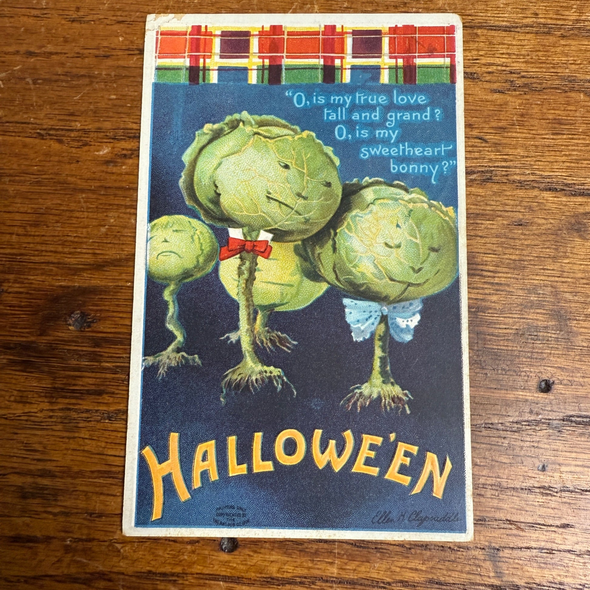 Vintage Halloween Postcard Ellen Clapsaddle 978 Brussels Sprouts Anthropomorphic