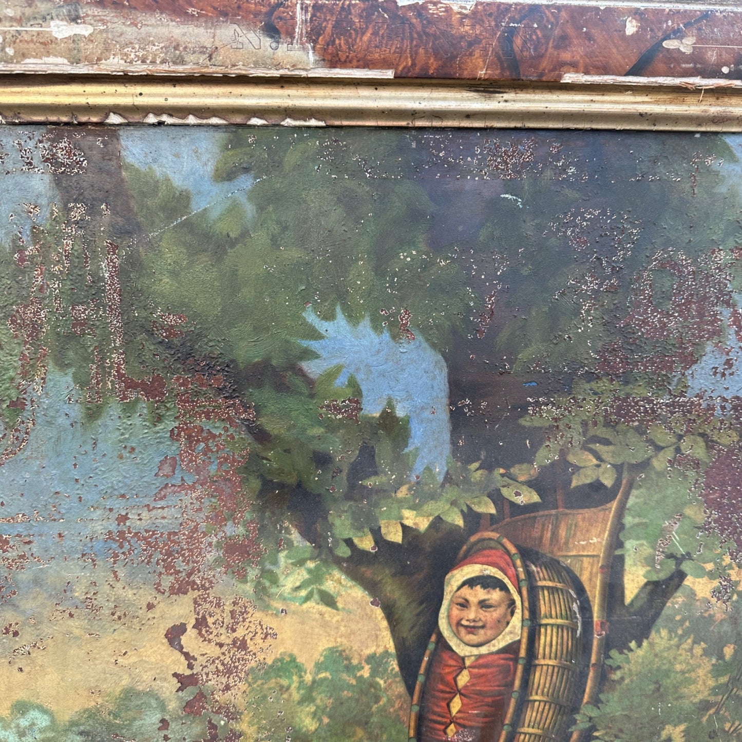 1800s Kuhnen Cigars Davenport Iowa Tin Cigar Papoose Native American Sign Framed