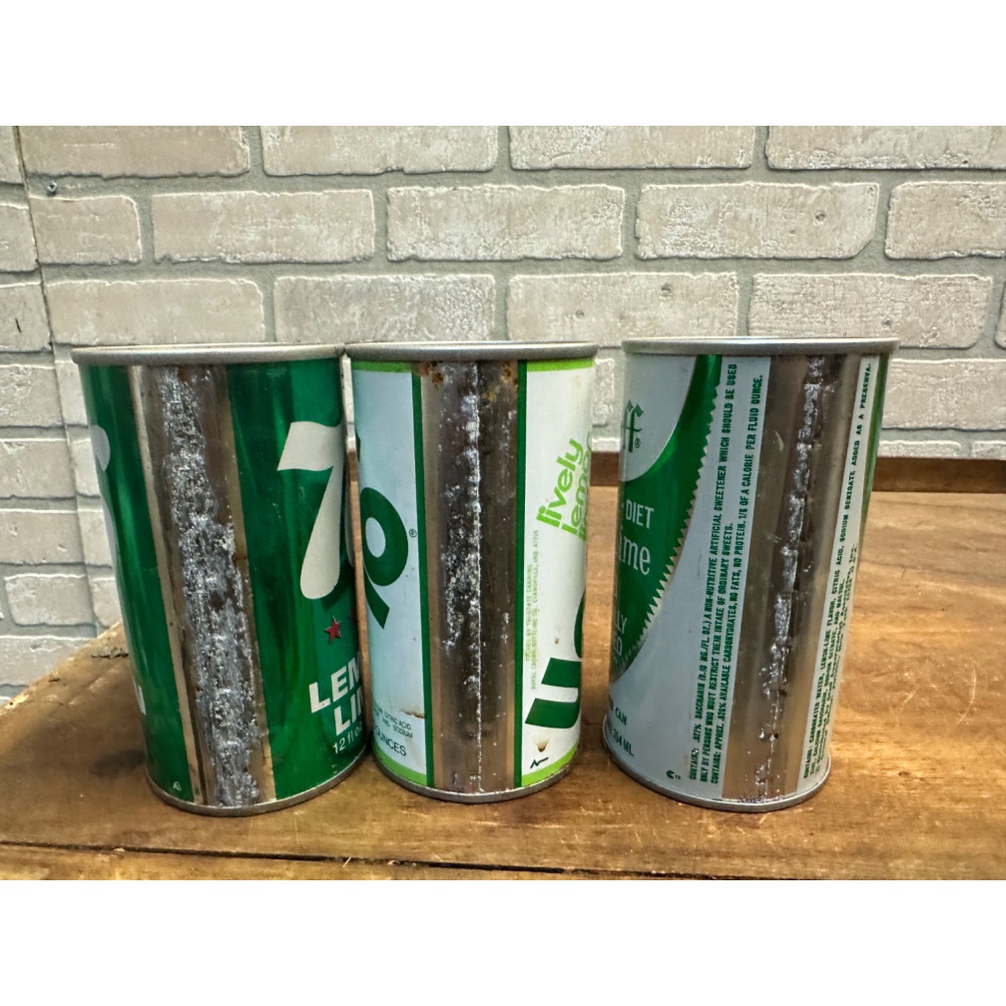 Vintage Lemon Lime Soda Cans Pull Tab Steel Flat Top Lot (3) Upper 10 Staff 76