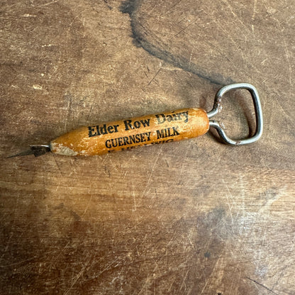 VINTAGE ELDER ROW DAIRY MILK - OMRO WI WISCONSIN - ADVERTISING WOODEN OPENER