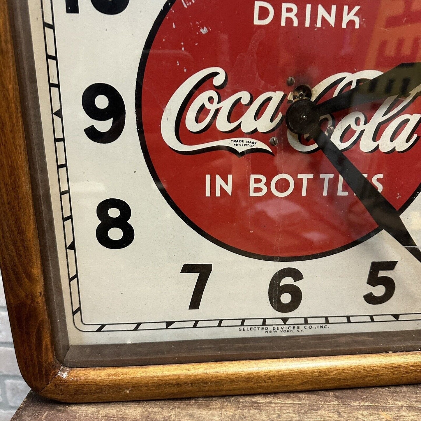 Vintage 1930s Coca Cola Advertising Wall Clock Selectoclock Wooden Art Deco