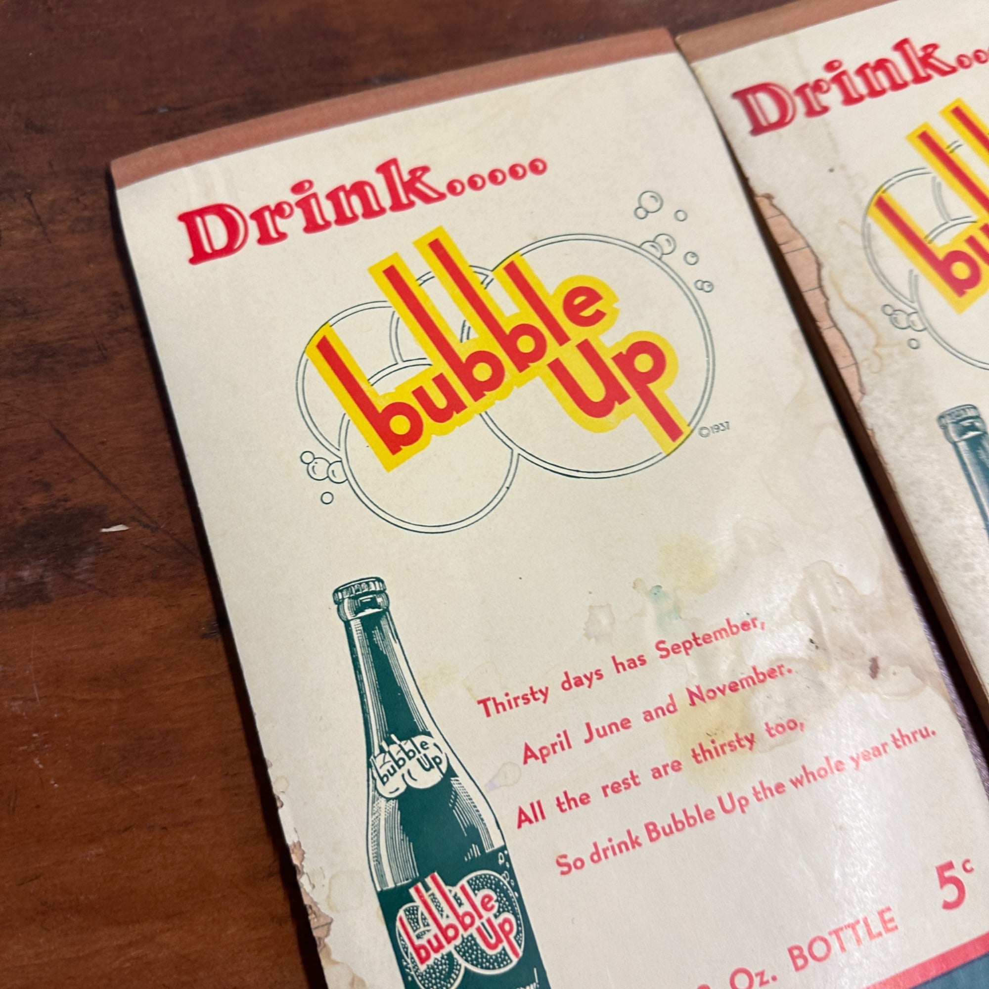 Vintage 1940s Drink Bubble Up Soda Advertising Notepads Lot (2) Milwaukee Wis