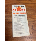 Vintage 1956 Canada & Northern United States Highway Map Travel Fold-Out