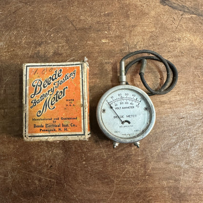 VINTAGE 1920S BEEDE WATCH CASE BATTERY TEST METER,W/ BOX