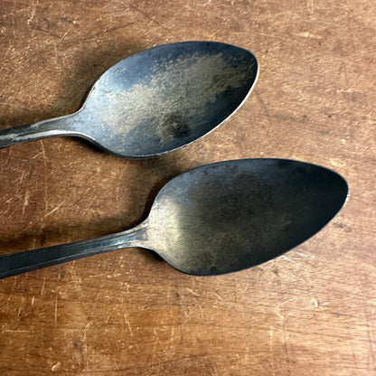 Original WWI / WWII USN Marked United States Navy Silver Plate Spoons Lot (2)