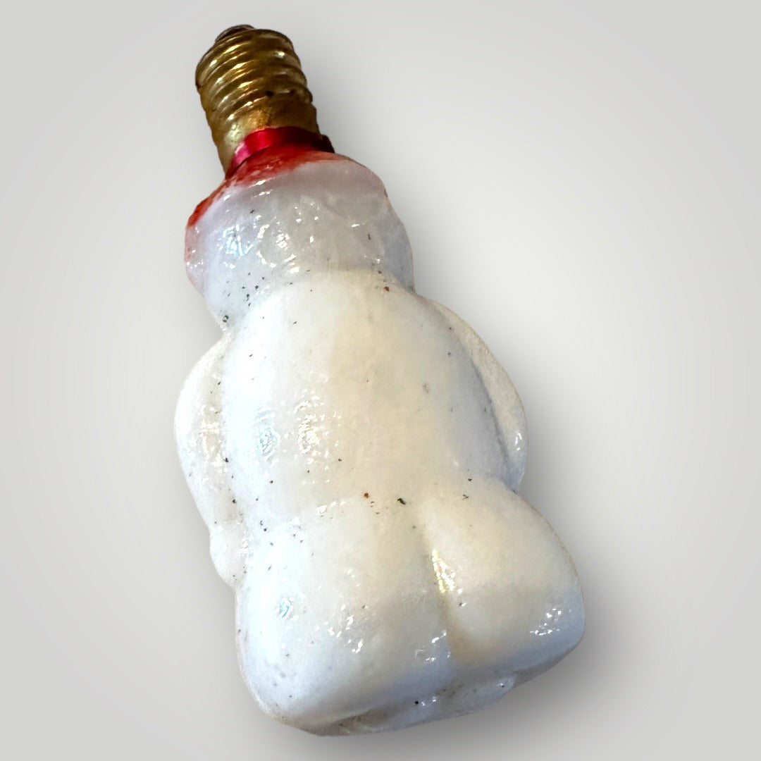 Vintage Christmas Figural Snowman Milk Glass Light Bulb WORKS