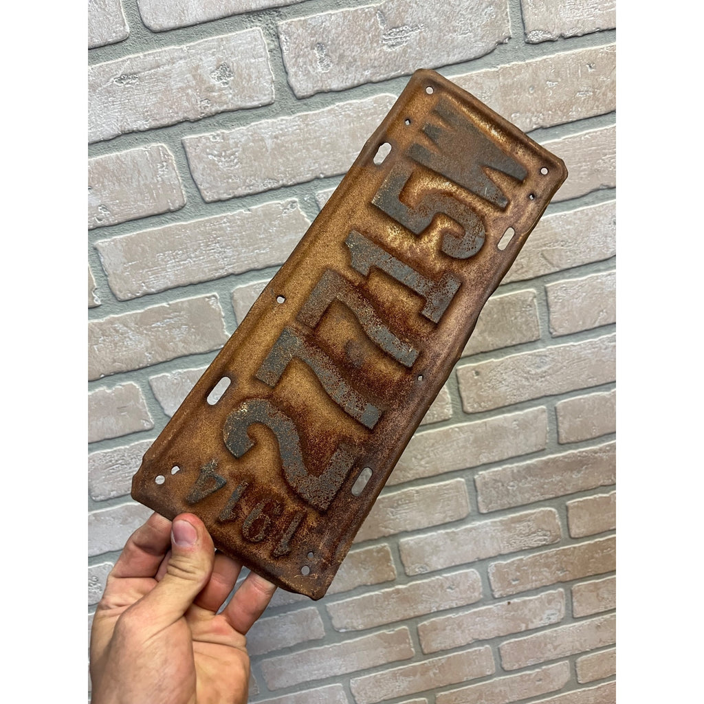 Vintage Wisconsin License Plate 1914 Automobile Car Truck