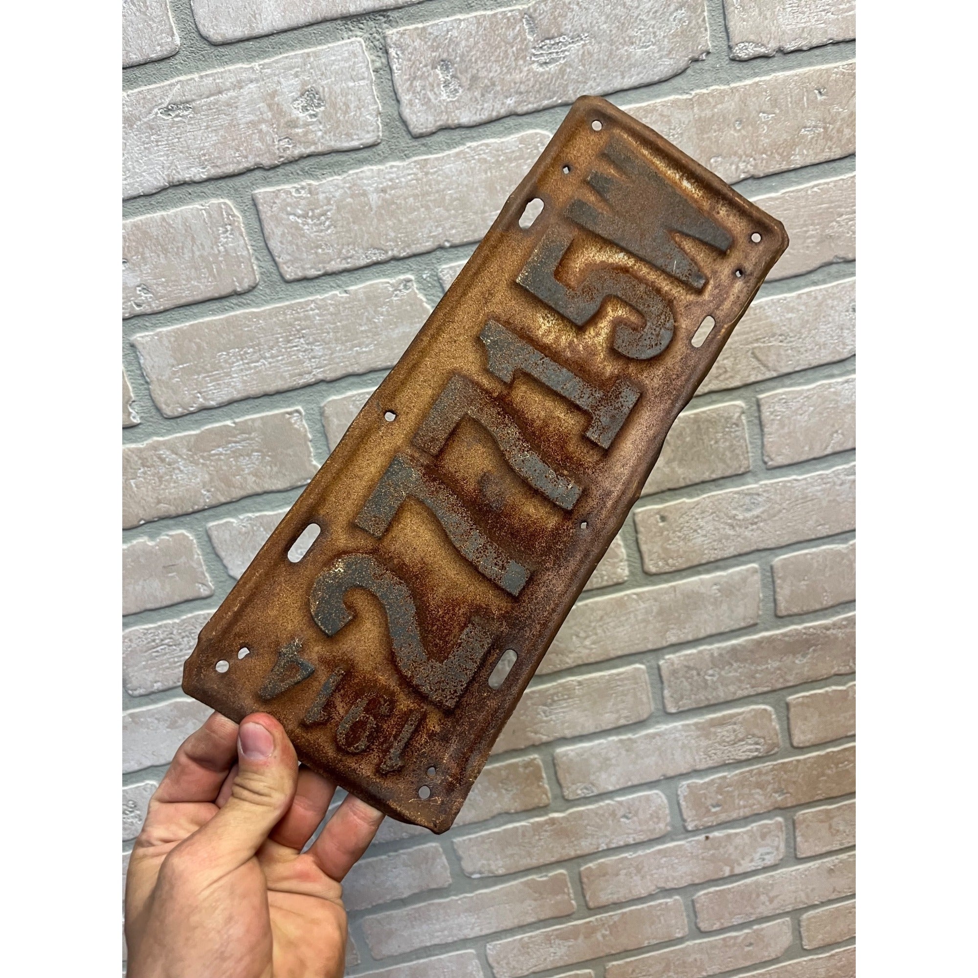 Vintage Wisconsin License Plate 1914 Automobile Car Truck
