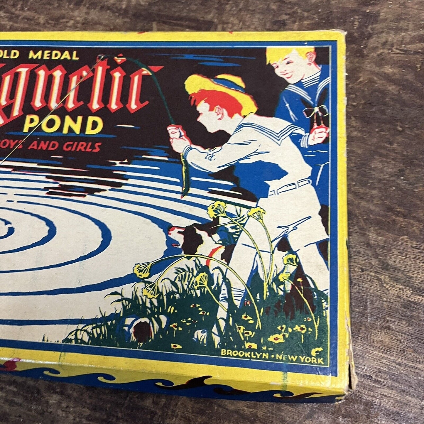 Vintage Early 1900s Transogram Co Gold Medal Magentic Fish Pond Game- Incomplete